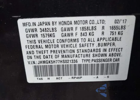 2017 Honda Fit Ex z USA, uszkodzony, nr VIN JHMGK5H77HS021336